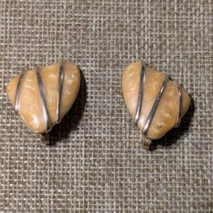 Monet Tan and Silver Earrings